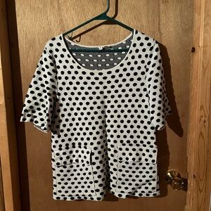 Moth Black and White Polka Dot Short Sleeve Top